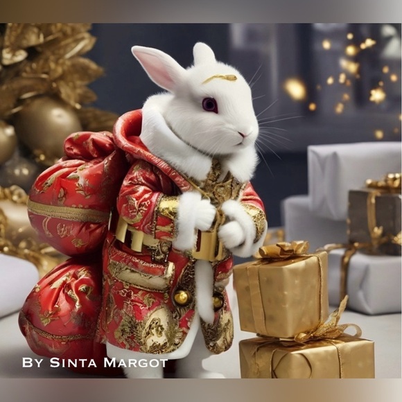 HANDCRAFTED  quality color print for Xmas great for Xmas poster can NWT bunny - Picture 1 of 11